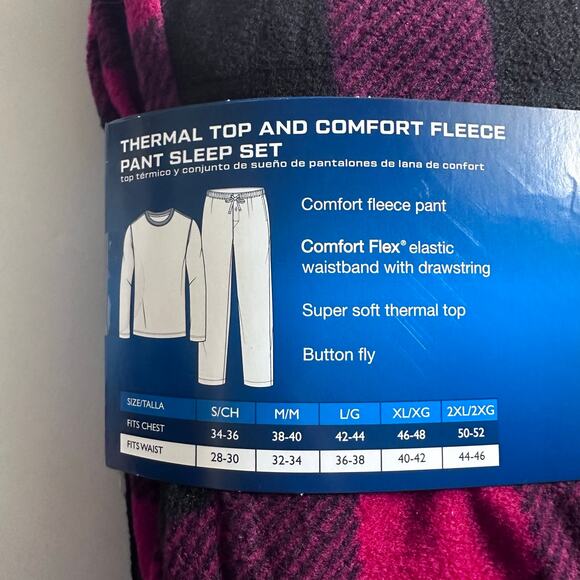 Hanes Men's Thermal Fleece Pajama Set - Size Small - Picture 4 of 5